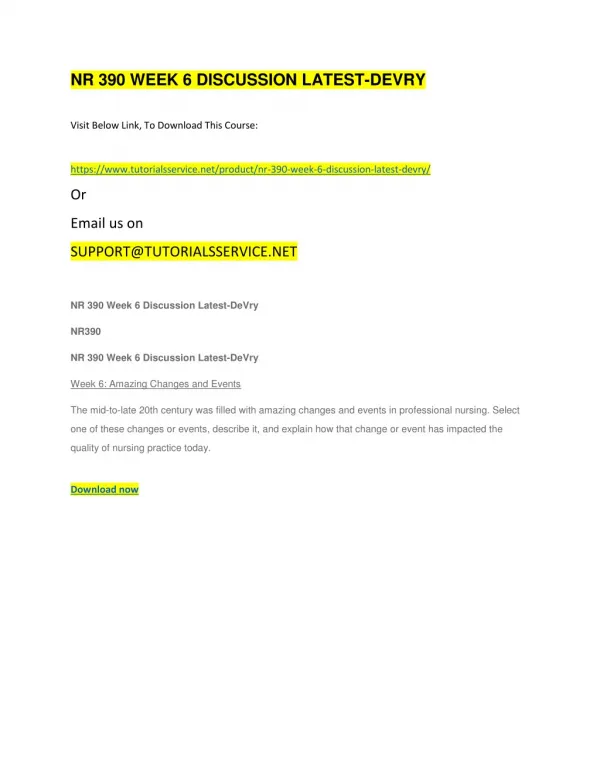 nr 390 week 6 discussion latest devry