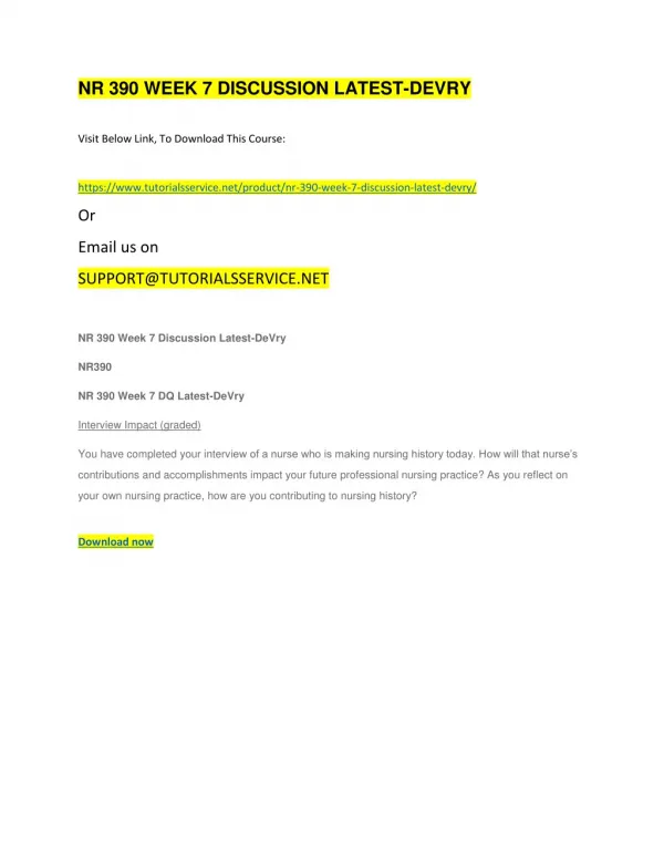 nr 390 week 7 discussion latest devry