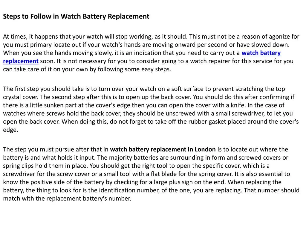 steps to follow in watch battery replacement