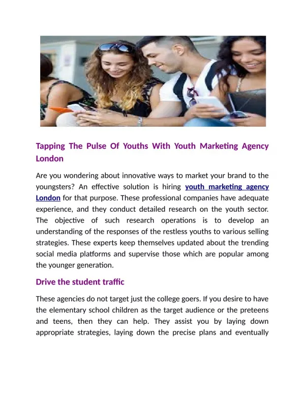 Tapping The Pulse Of Youths With Youth Marketing Agency London