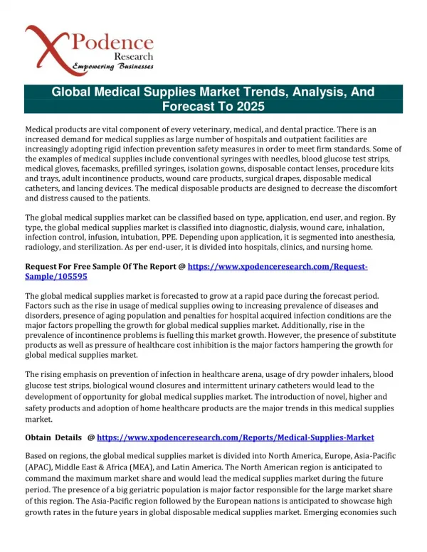 Medical Supplies Market: Penalties For Hospital Acquired Infection Conditions