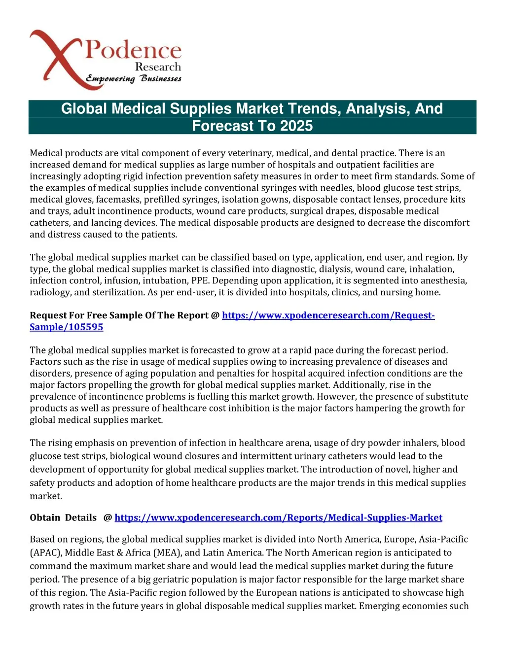 global medical supplies market trends analysis