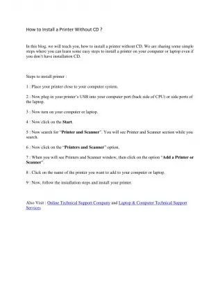 How to Install a Printer Without CD ? - slide 1