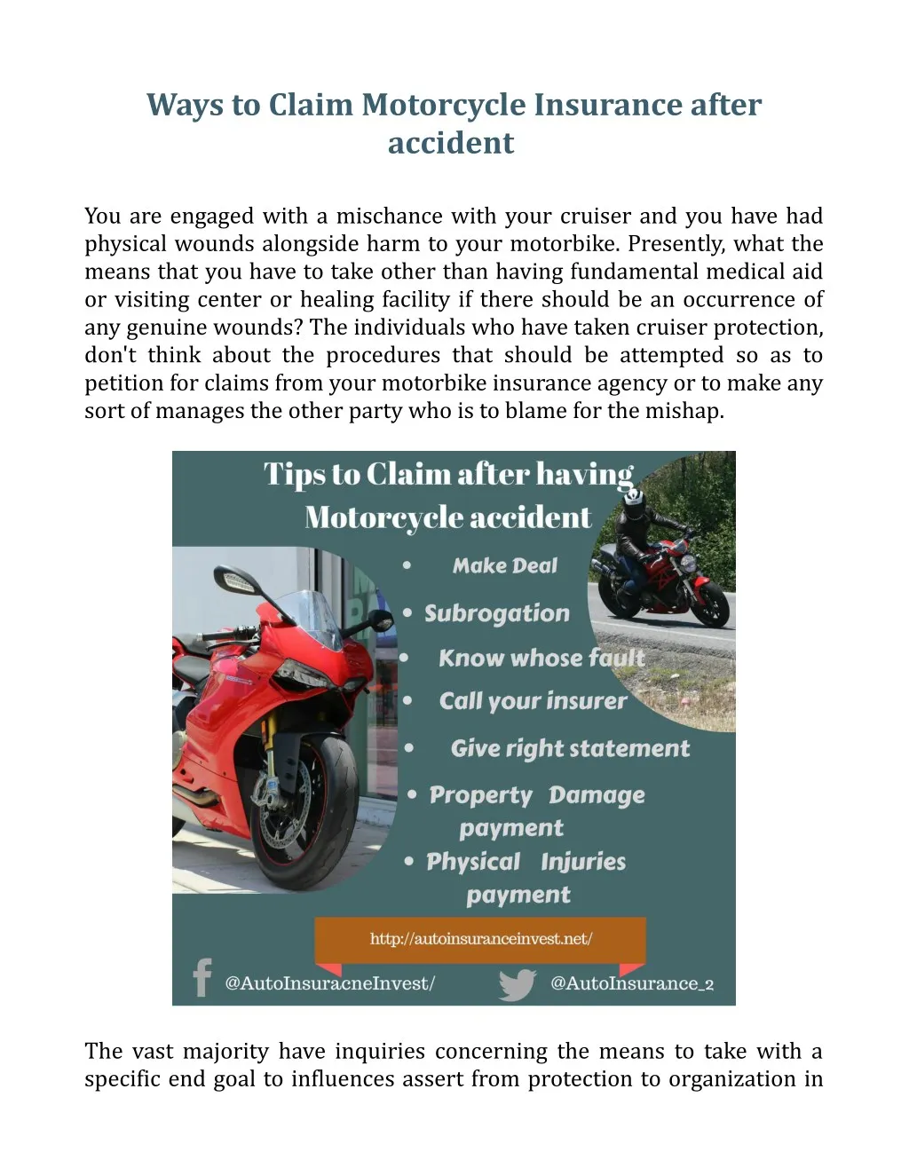 ways to claim motorcycle insurance after accident
