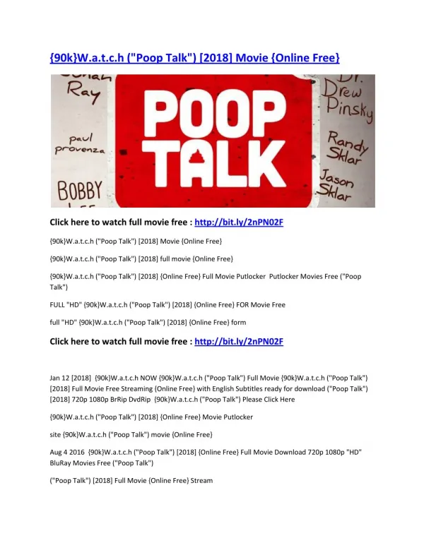 {90k}W.a.t.c.h ("Poop Talk") [2018] full movie {Online Free}