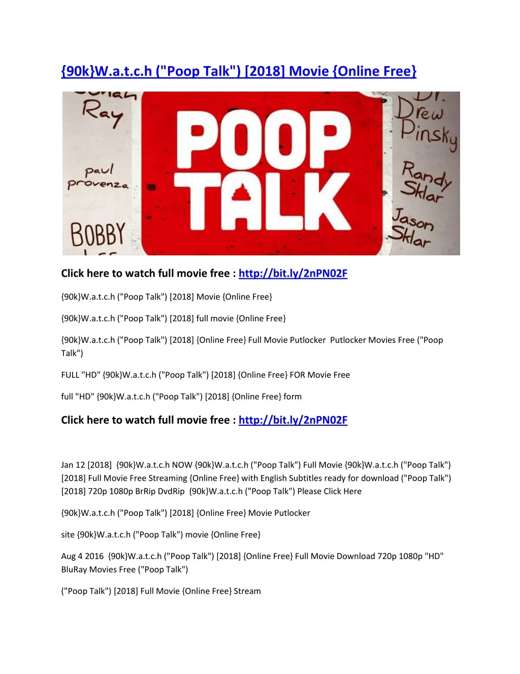 90k w a t c h poop talk 2018 movie online free