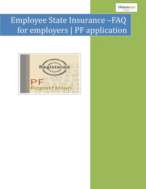Venture care employee state insurance –faq for employers pf application