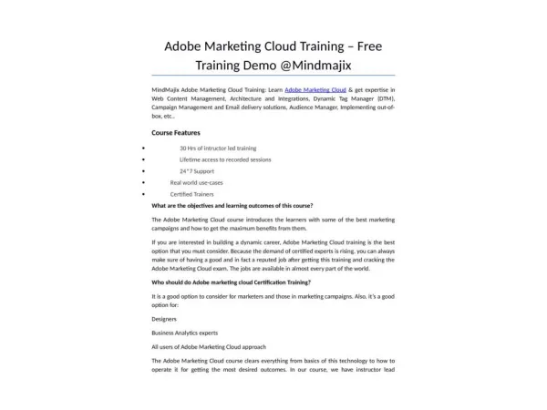 Adobe Marketing Cloud Training - Online Certification Course