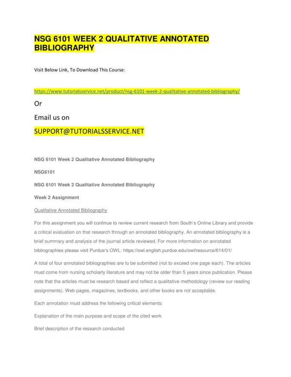 nsg 6101 week 2 qualitative annotated bibliography