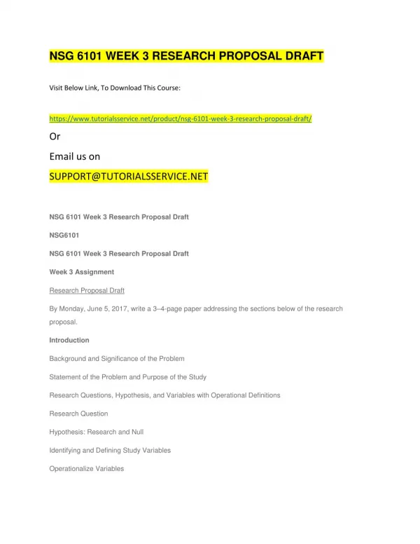 nsg 6101 week 3 research proposal draft