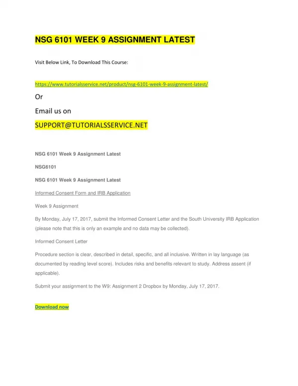 nsg 6101 week 9 assignment latest