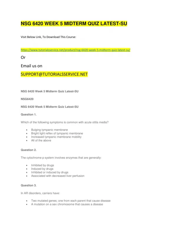 nsg 6420 week 5 midterm quiz latest su