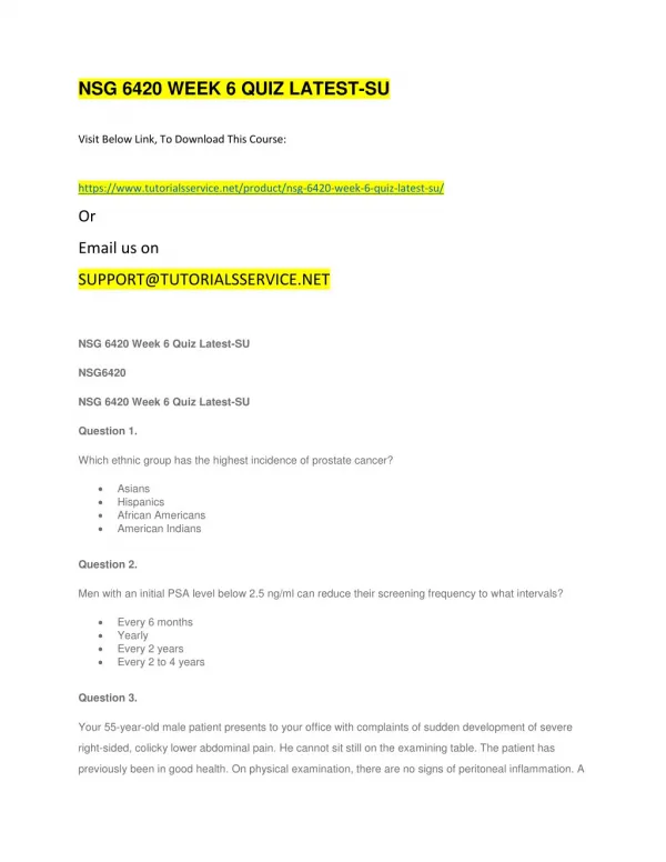 nsg 6420 week 6 quiz latest su
