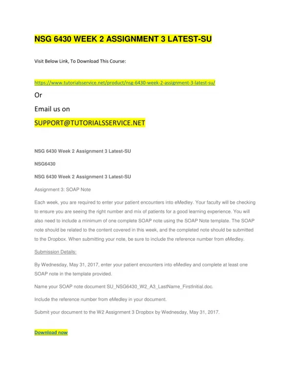 nsg 6430 week 2 assignment 3 latest su