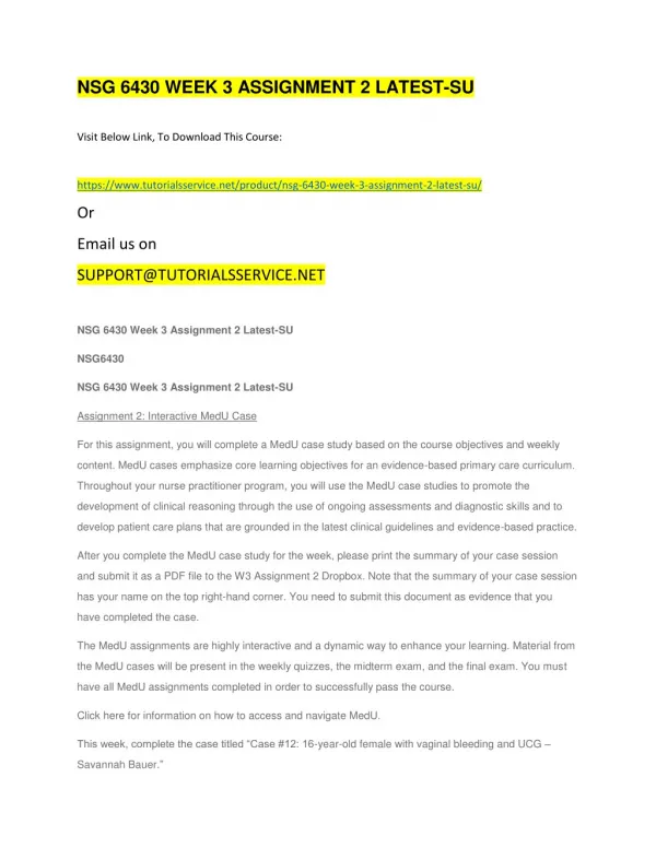 nsg 6430 week 3 assignment 2 latest su