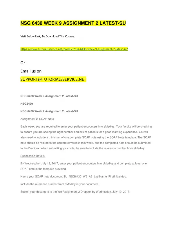nsg 6430 week 9 assignment 2 latest su
