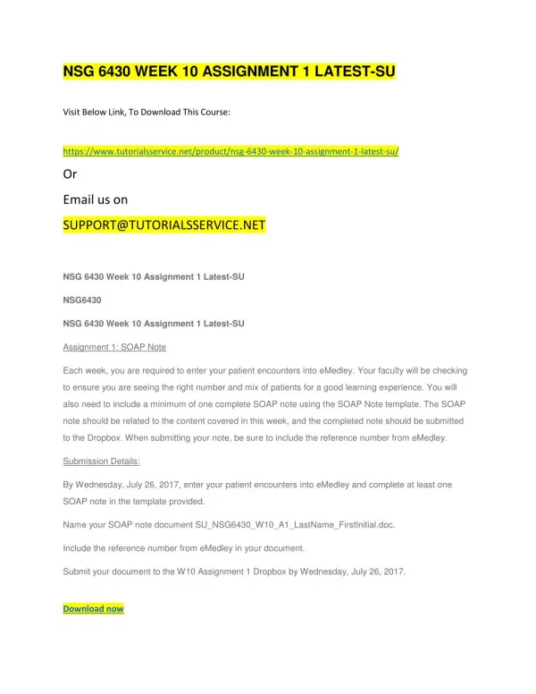 nsg 6430 week 10 assignment 1 latest su