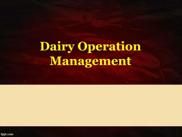 dairy operation management