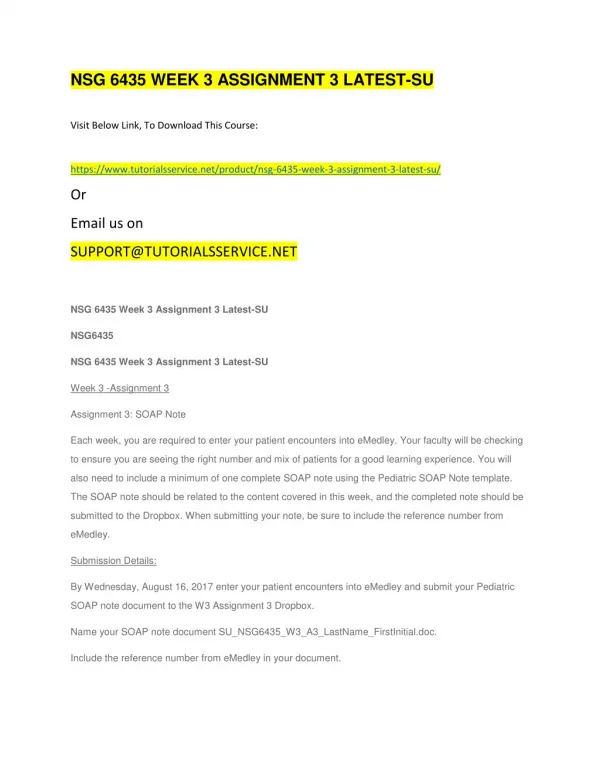 nsg 6435 week 3 assignment 3 latest su