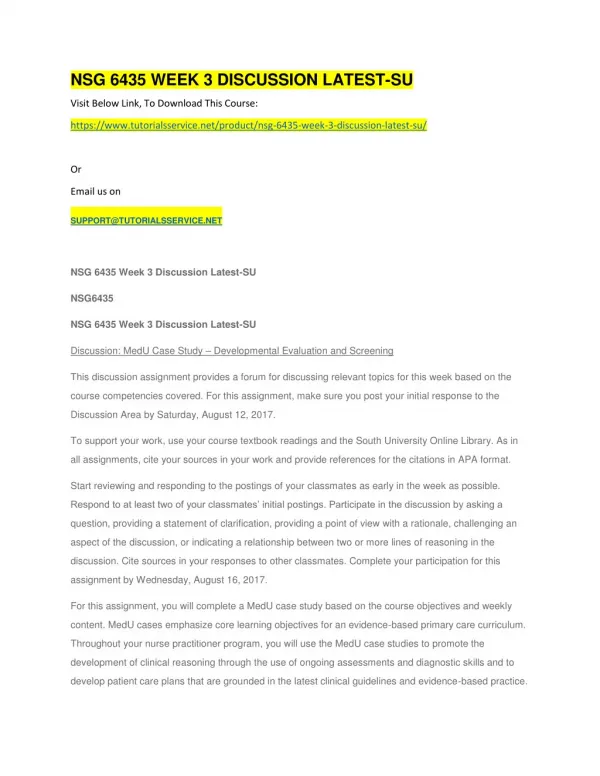 nsg 6435 week 3 discussion latest su