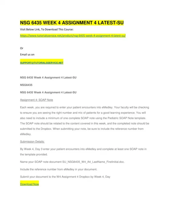 nsg 6435 week 4 assignment 4 latest su