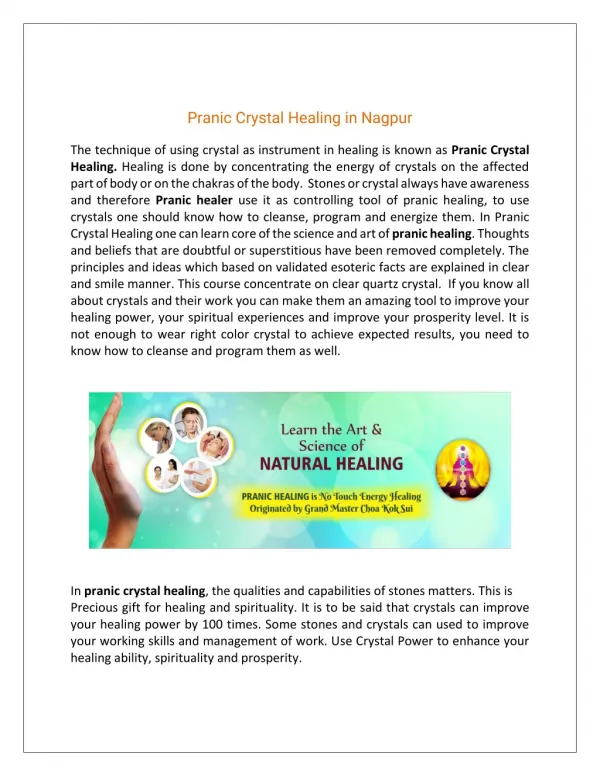 Pranic Crystal Healing in Nagpur