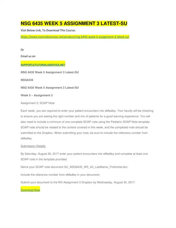 nsg 6435 week 5 assignment 3 latest su