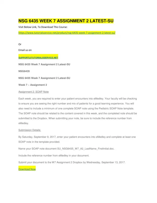 nsg 6435 week 7 assignment 2 latest su