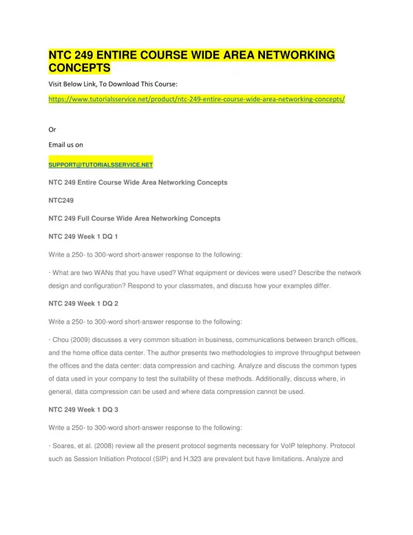 ntc 249 entire course wide area networking