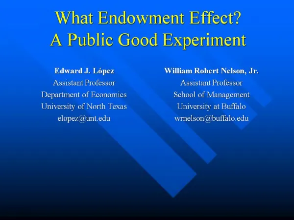 What Endowment Effect A Public Good Experiment