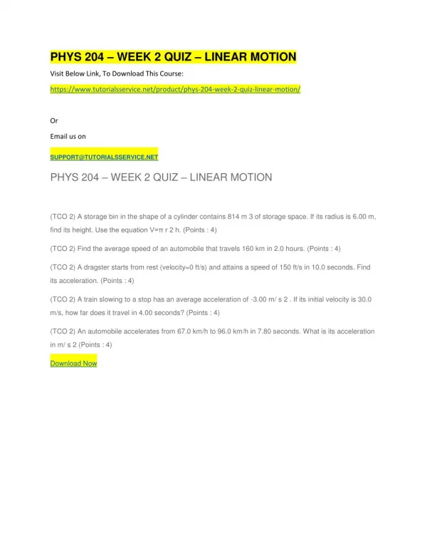 phys 204 week 2 quiz linear motion