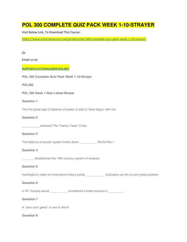 pol 300 complete quiz pack week 1 10 strayer