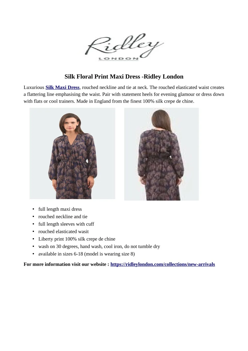 silk floral print maxi dress ridley london