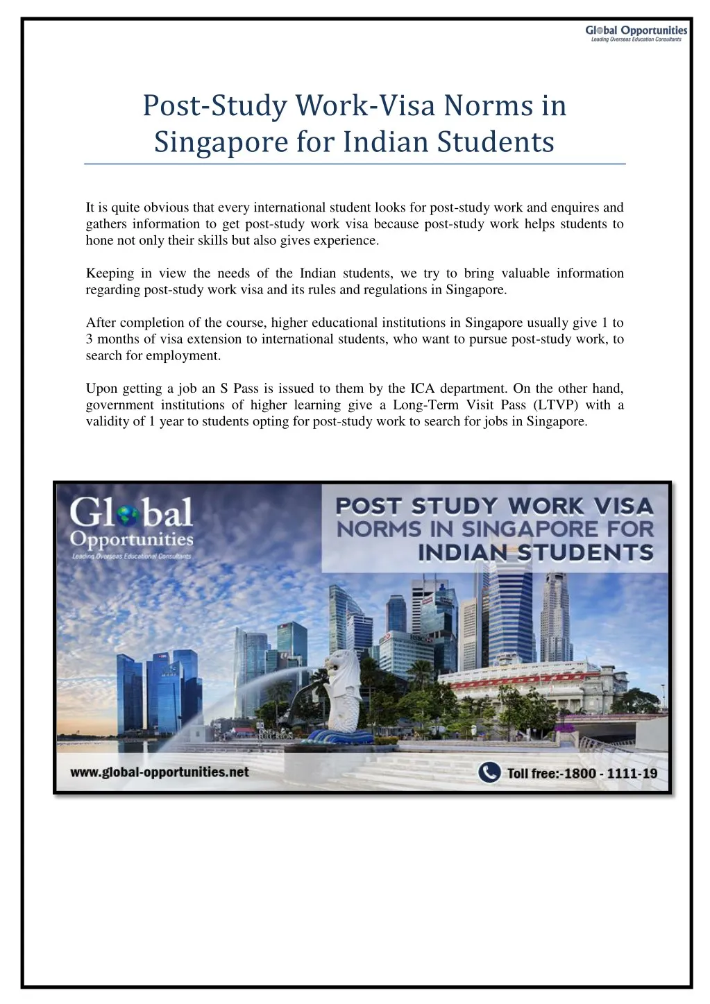 post study work visa norms in singapore