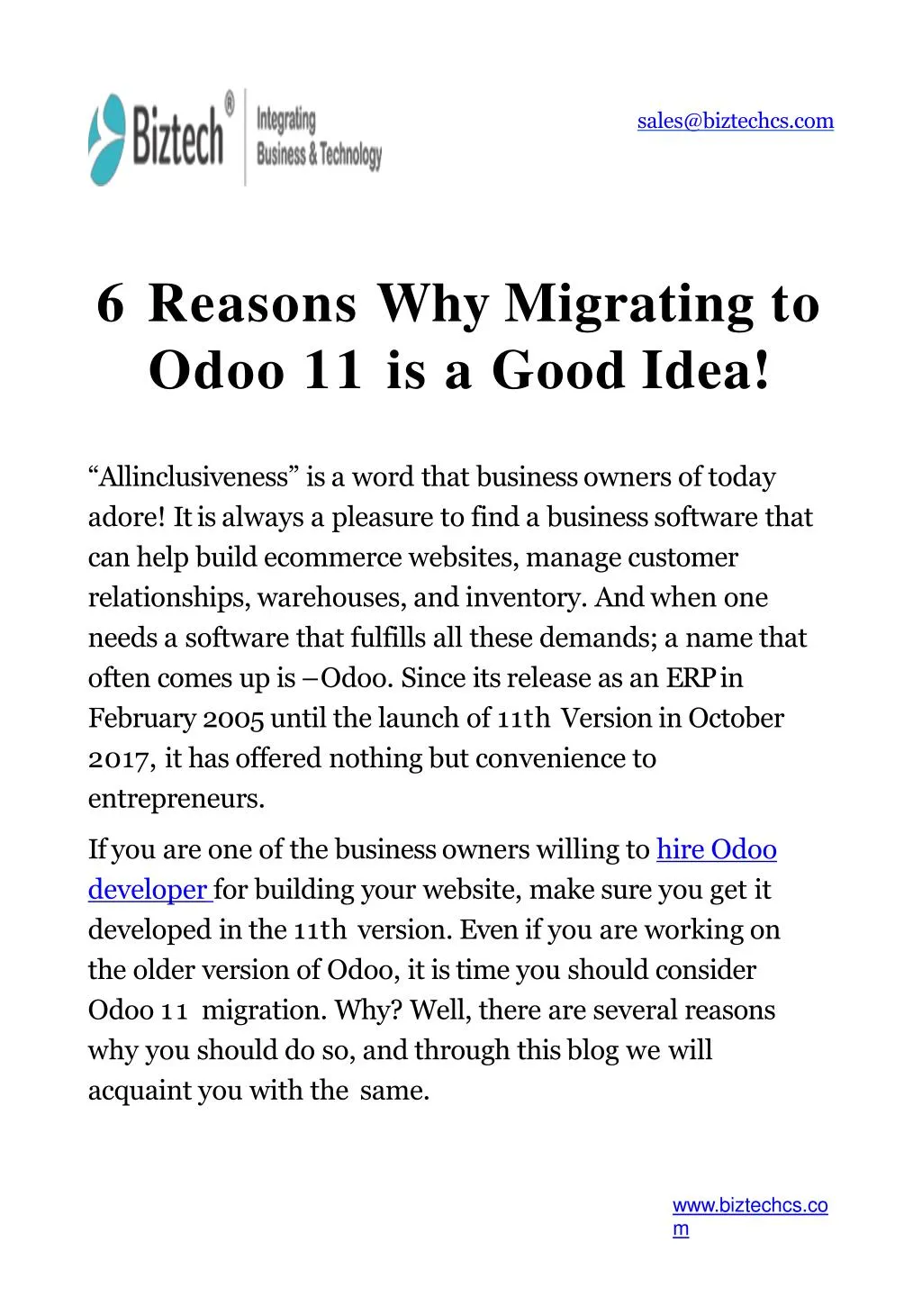 6 reasons why migrating to odoo 11 is a good idea