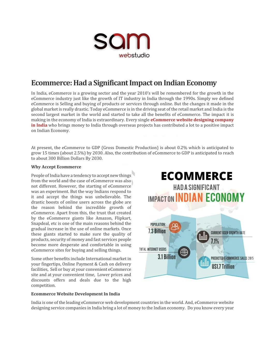 ecommerce had a significant impact on indian