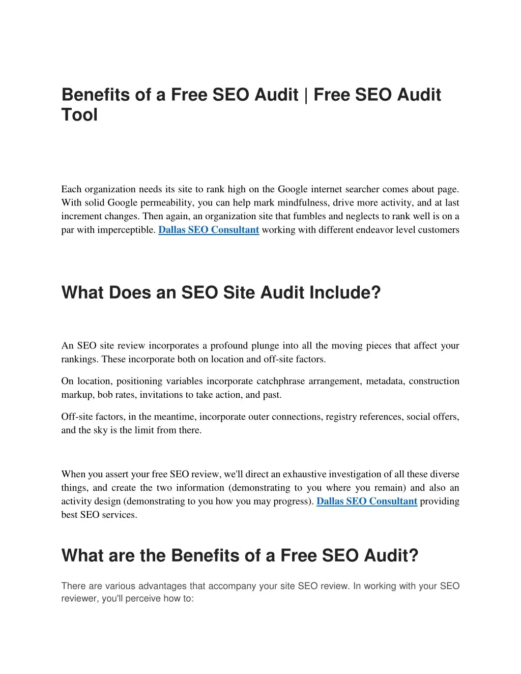 benefits of a free seo audit free seo audit tool