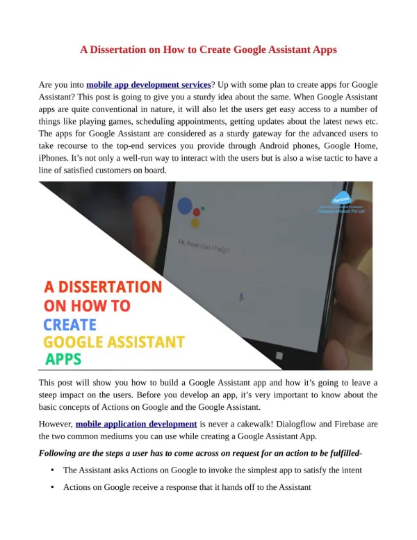 A Dissertation on How to Create Google Assistant Apps