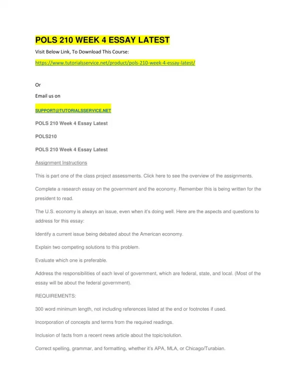 pols 210 week 4 essay latest