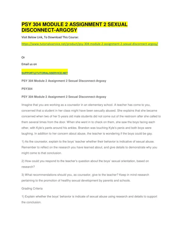 psy 304 module 2 assignment 2 sexual disconnect