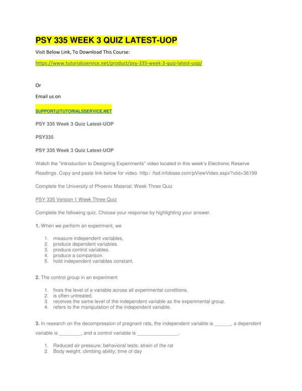 psy 335 week 3 quiz latest uop