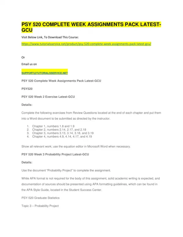 psy 520 complete week assignments pack latest gcu