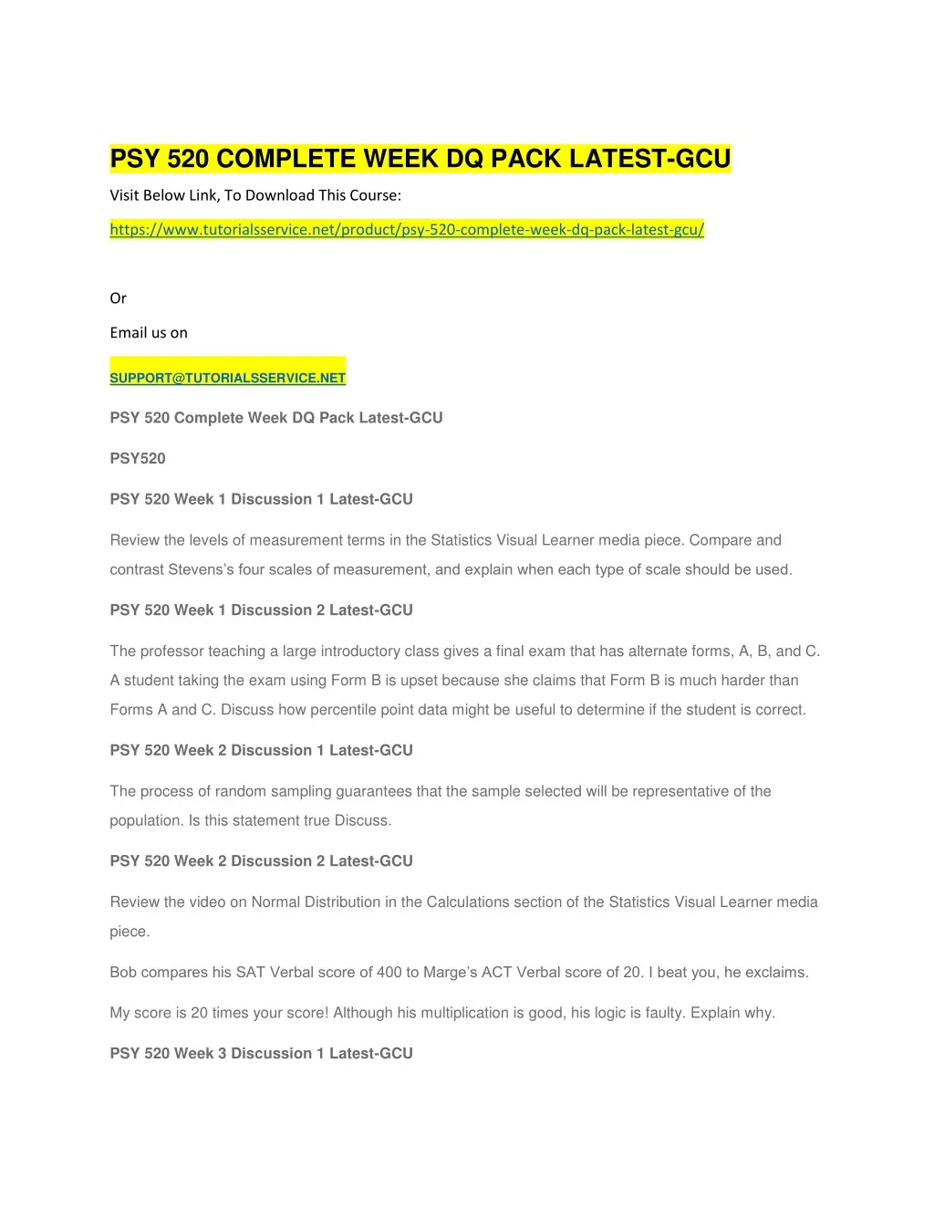 psy 520 complete week dq pack latest gcu