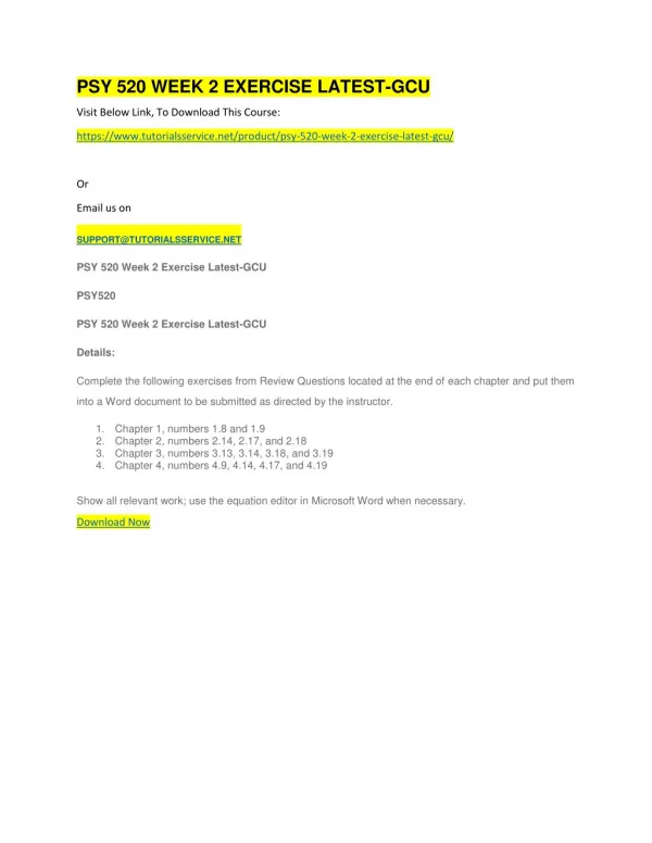 psy 520 week 2 exercise latest gcu