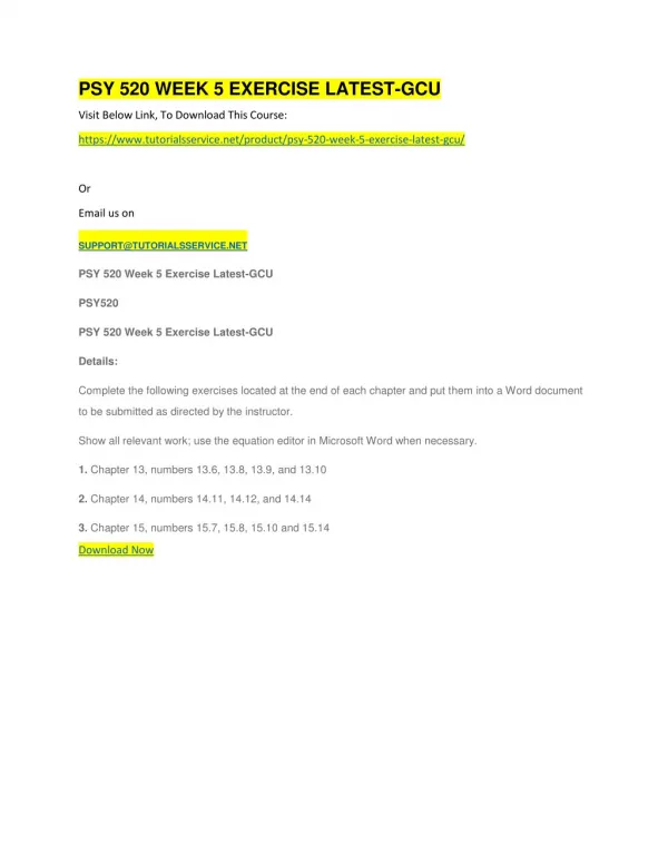 psy 520 week 5 exercise latest gcu