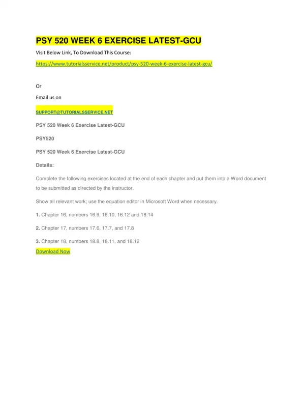 psy 520 week 6 exercise latest gcu