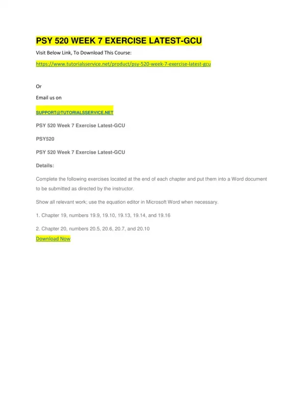 psy 520 week 7 exercise latest gcu