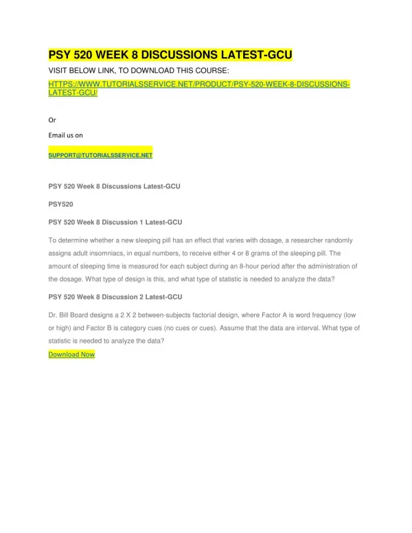 psy 520 week 8 discussions latest gcu