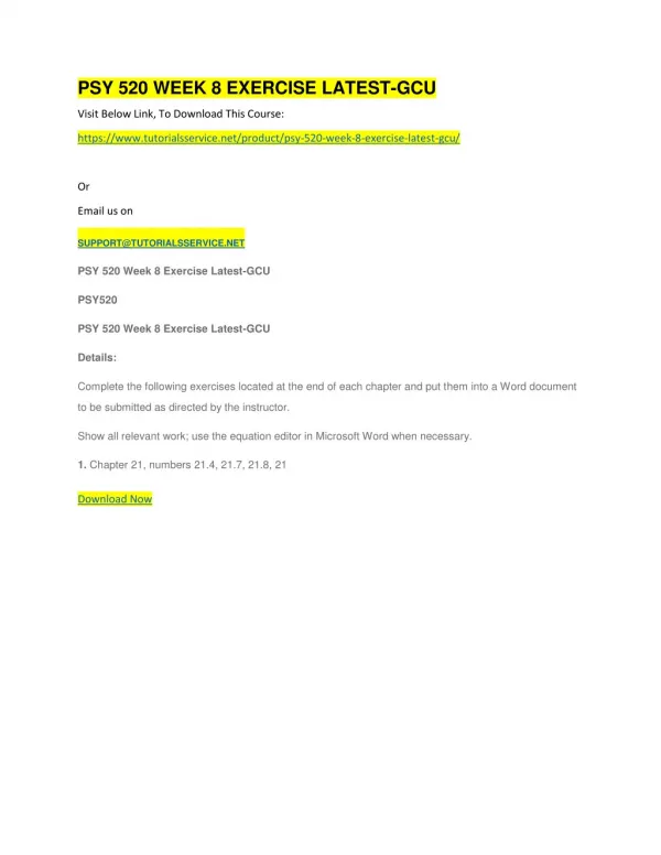 psy 520 week 8 exercise latest gcu