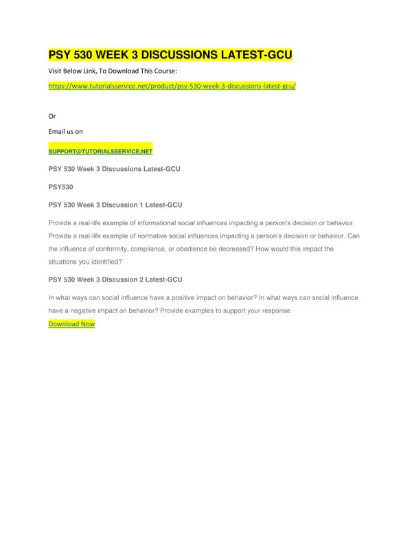 psy 530 week 3 discussions latest gcu